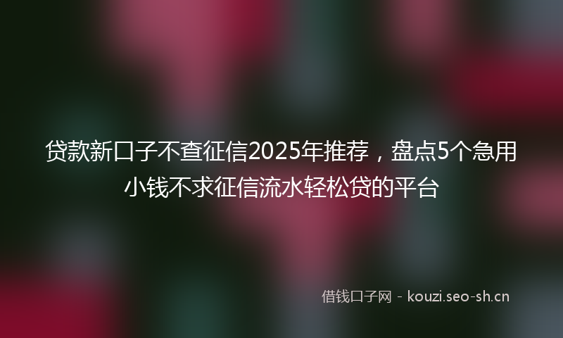 贷款新口子不查征信2025年推荐，盘点5个急用小钱不求征信流水轻松贷的平台