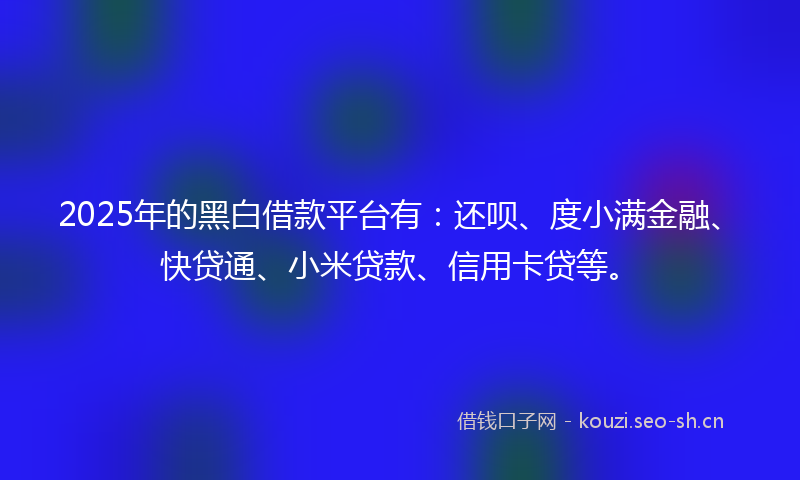2025年的黑白借款平台有：还呗、度小满金融、快贷通、小米贷款、信用卡贷等。