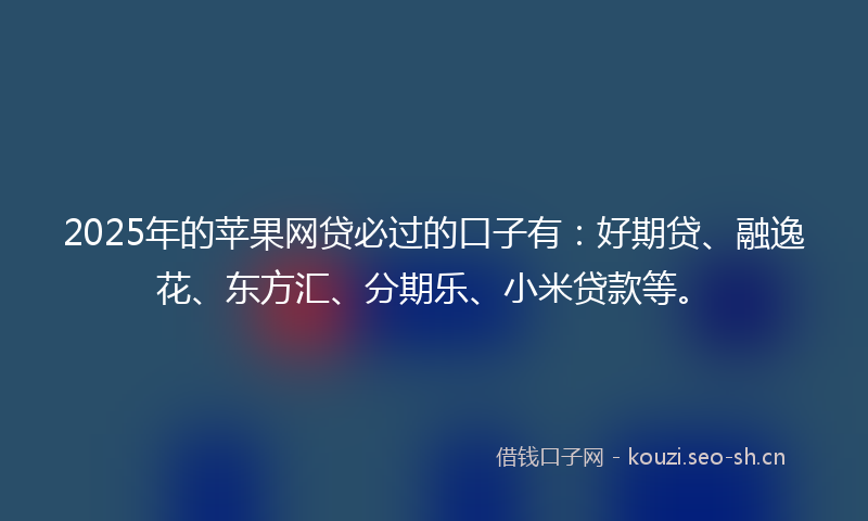 2025年的苹果网贷必过的口子有：好期贷、融逸花、东方汇、分期乐、小米贷款等。