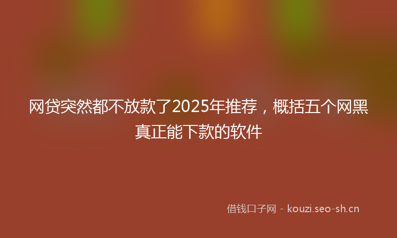 网贷突然都不放款了2025年推荐，概括五个网黑真正能下款的软件