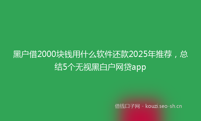 黑户借2000块钱用什么软件还款2025年推荐，总结5个无视黑白户网贷app