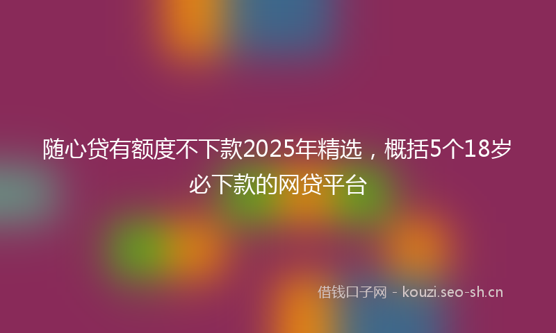 随心贷有额度不下款2025年精选，概括5个18岁必下款的网贷平台