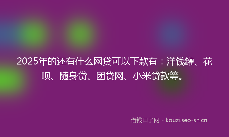 2025年的还有什么网贷可以下款有：洋钱罐、花呗、随身贷、团贷网、小米贷款等。