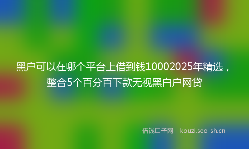 黑户可以在哪个平台上借到钱10002025年精选，整合5个百分百下款无视黑白户网贷