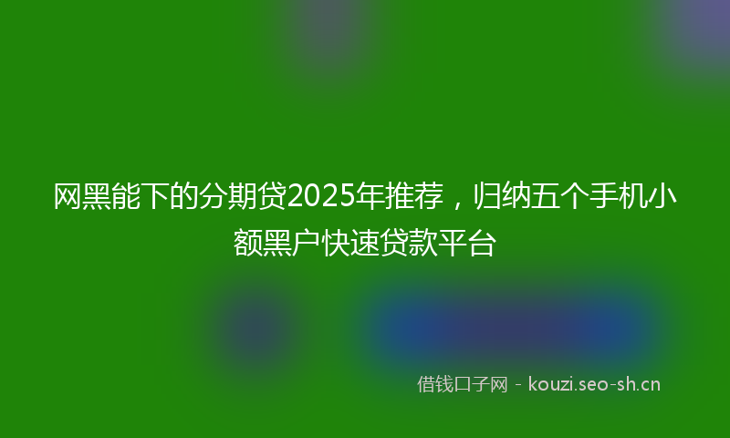 网黑能下的分期贷2025年推荐，归纳五个手机小额黑户快速贷款平台