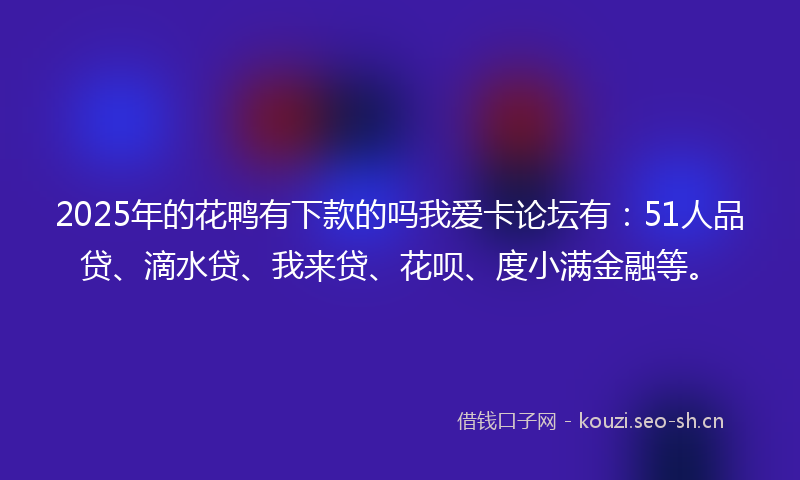 2025年的花鸭有下款的吗我爱卡论坛有:51人品贷、滴水贷、我来贷、花呗、度小满金融等。