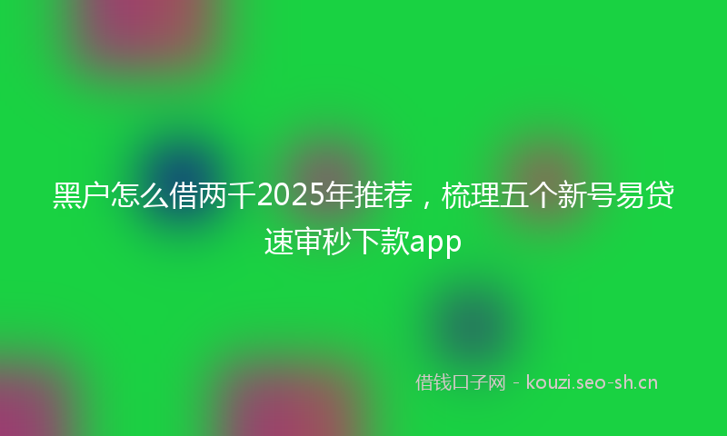 黑户怎么借两千2025年推荐，梳理五个新号易贷速审秒下款app