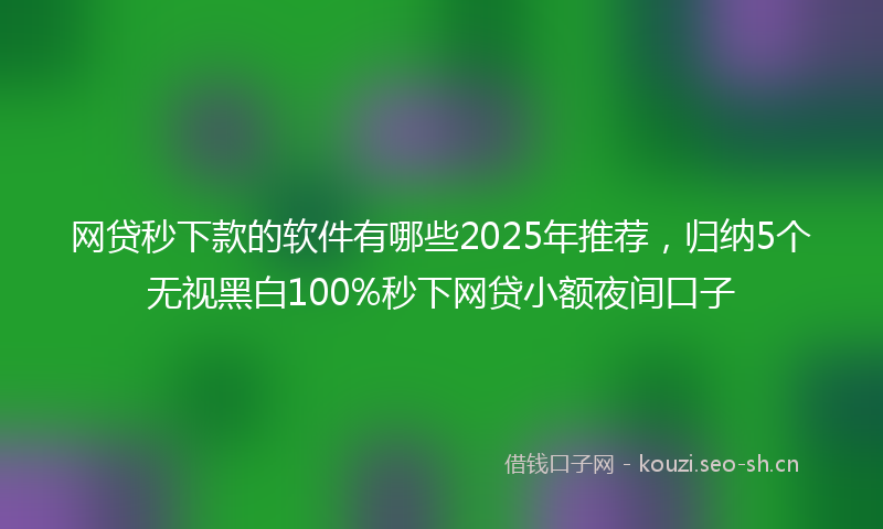 网贷秒下款的软件有哪些2025年推荐，归纳5个无视黑白100%秒下网贷小额夜间口子