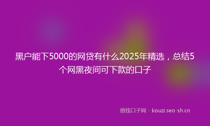 黑户能下5000的网贷有什么2025年精选，总结5个网黑夜间可下款的口子