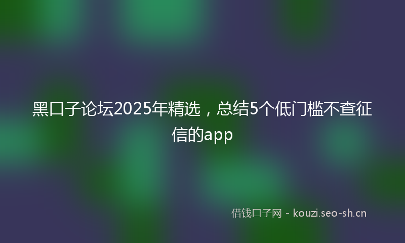 黑口子论坛2025年精选，总结5个低门槛不查征信的app