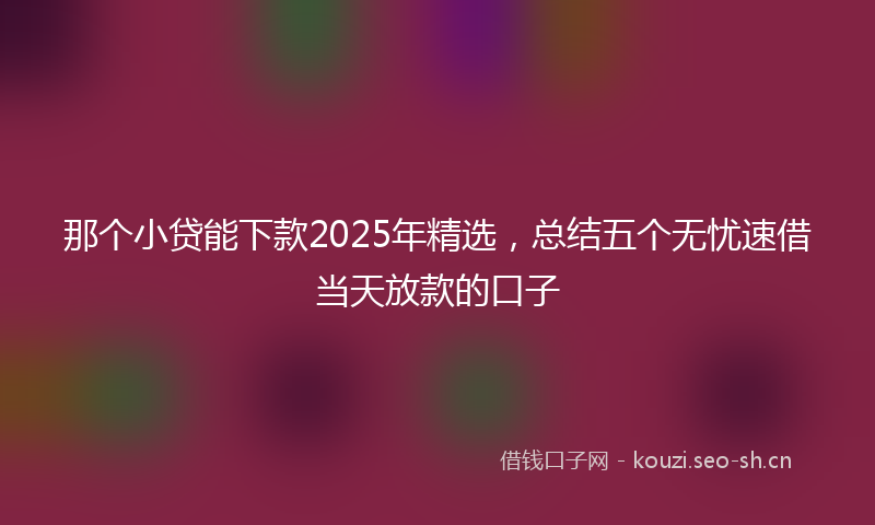 那个小贷能下款2025年精选，总结五个无忧速借当天放款的口子