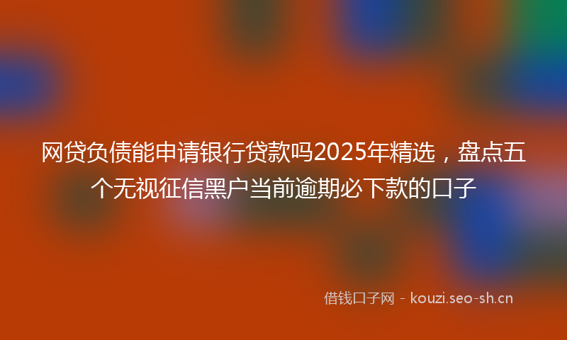 网贷负债能申请银行贷款吗2025年精选，盘点五个无视征信黑户当前逾期必下款的口子