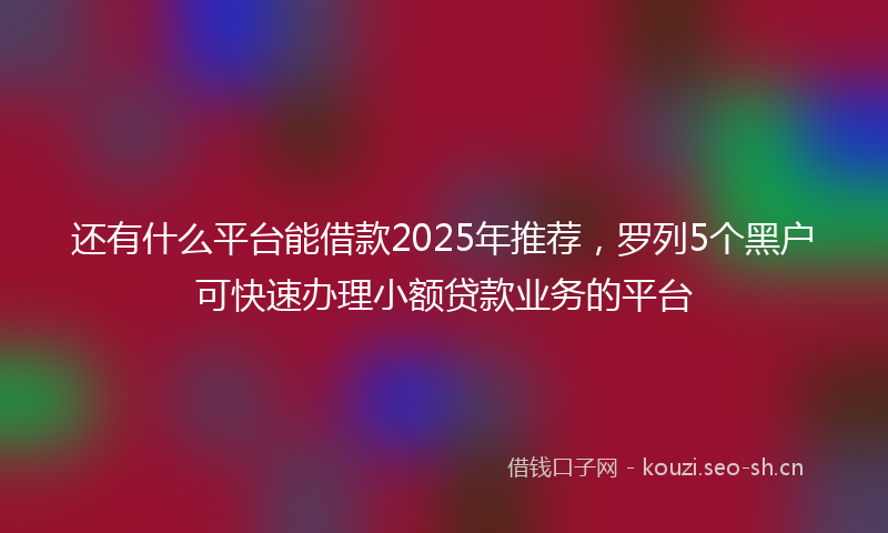 还有什么平台能借款2025年推荐，罗列5个黑户可快速办理小额贷款业务的平台