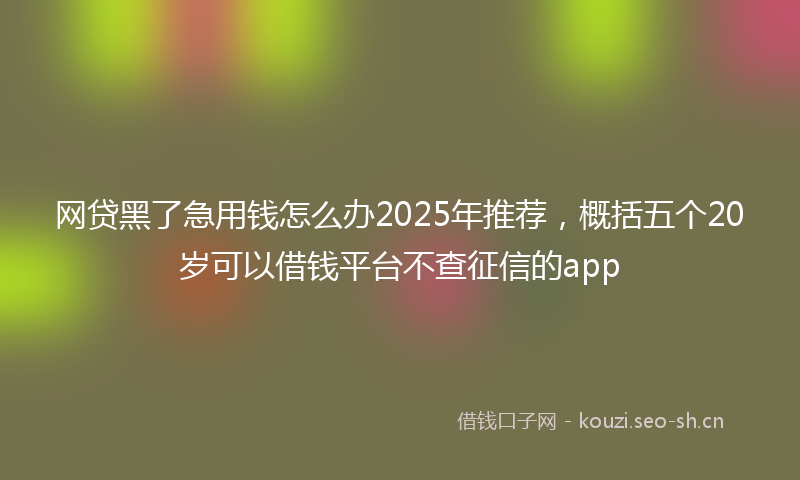 网贷黑了急用钱怎么办2025年推荐，概括五个20岁可以借钱平台不查征信的app