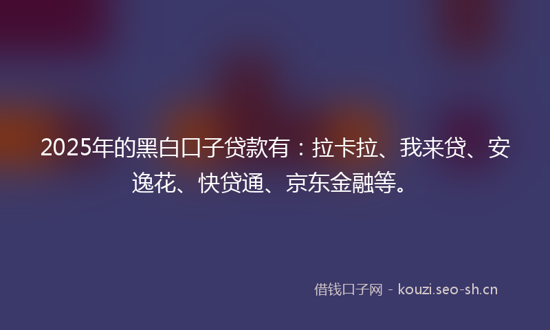 2025年的黑白口子贷款有：拉卡拉、我来贷、安逸花、快贷通、京东金融等。