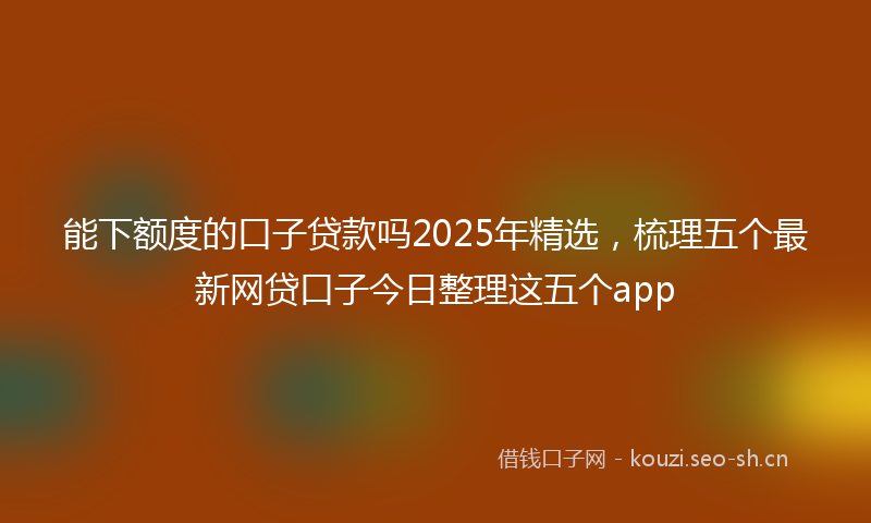 能下额度的口子贷款吗2025年精选，梳理五个最新网贷口子今日整理这五个app