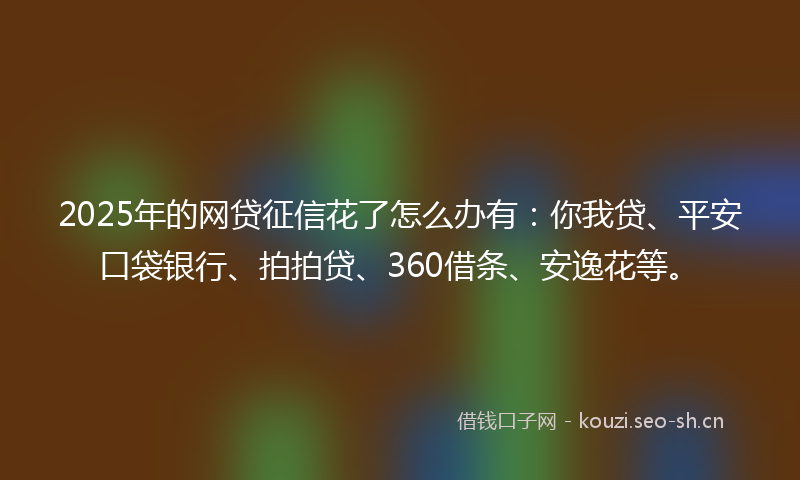 2025年的网贷征信花了怎么办有：你我贷、平安口袋银行、拍拍贷、360借条、安逸花等。