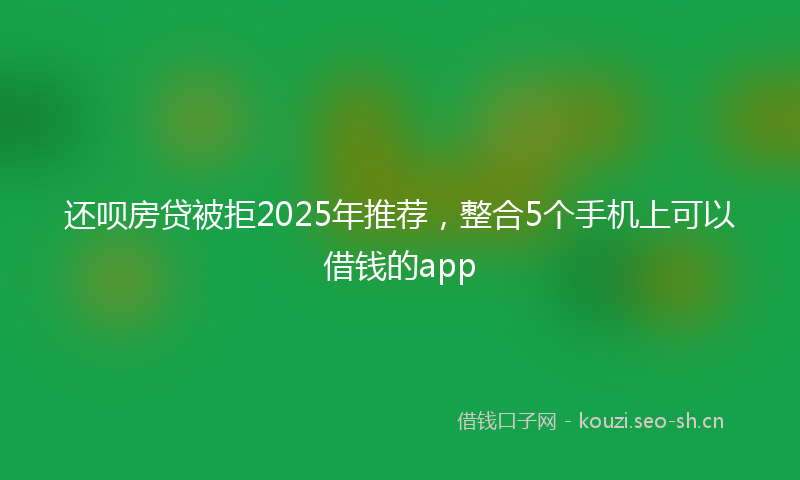 还呗房贷被拒2025年推荐，整合5个手机上可以借钱的app