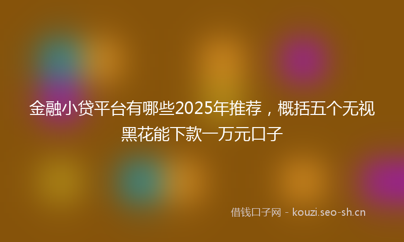 金融小贷平台有哪些2025年推荐，概括五个无视黑花能下款一万元口子