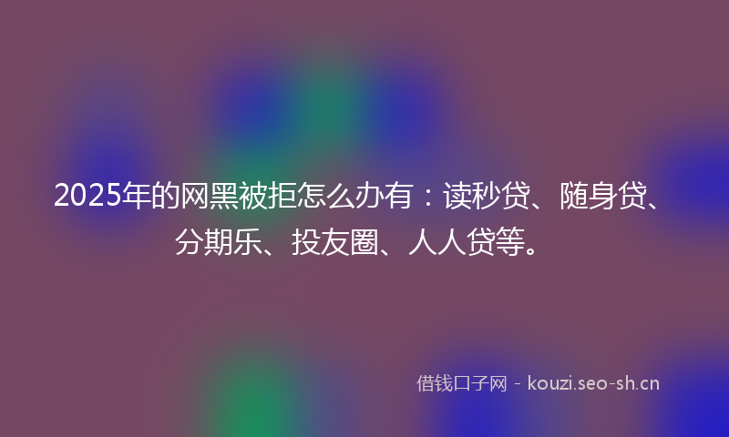 2025年的网黑被拒怎么办有：读秒贷、随身贷、分期乐、投友圈、人人贷等。