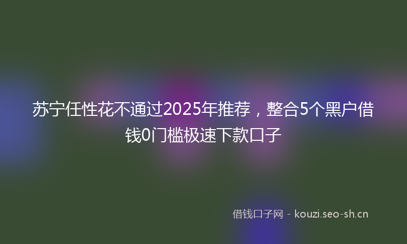 苏宁任性花不通过2025年推荐，整合5个黑户借钱0门槛极速下款口子