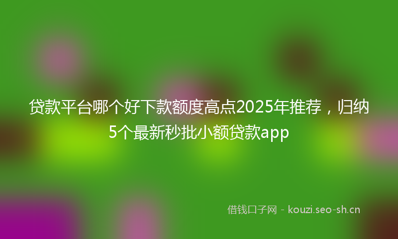 贷款平台哪个好下款额度高点2025年推荐，归纳5个最新秒批小额贷款app