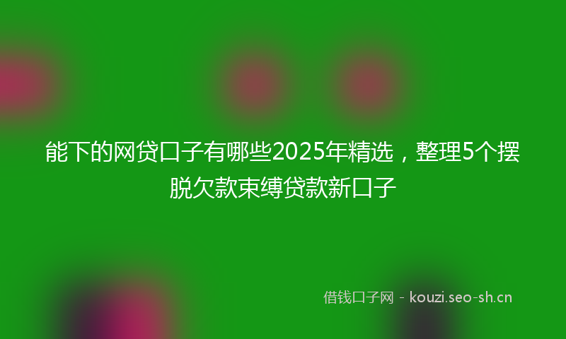 能下的网贷口子有哪些2025年精选，整理5个摆脱欠款束缚贷款新口子