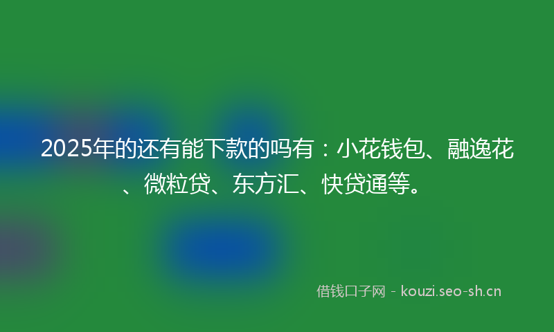 2025年的还有能下款的吗有：小花钱包、融逸花、微粒贷、东方汇、快贷通等。