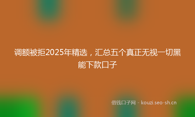 调额被拒2025年精选，汇总五个真正无视一切黑能下款口子