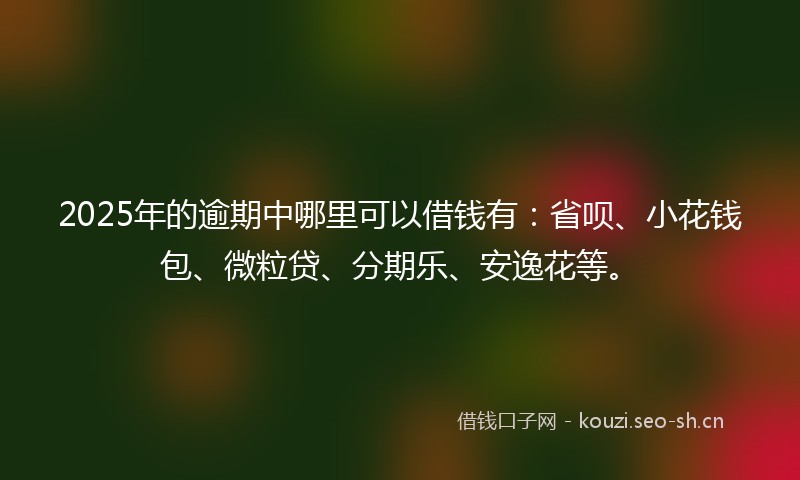 2025年的逾期中哪里可以借钱有：省呗、小花钱包、微粒贷、分期乐、安逸花等。