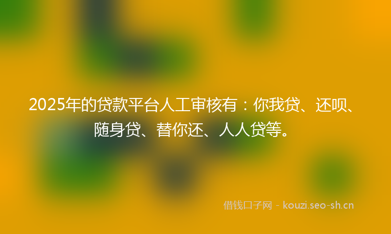 2025年的贷款平台人工审核有：你我贷、还呗、随身贷、替你还、人人贷等。