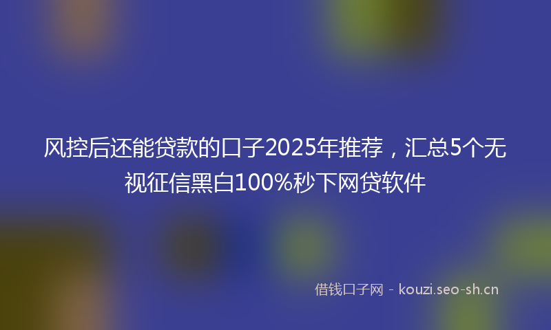 风控后还能贷款的口子2025年推荐，汇总5个无视征信黑白100%秒下网贷软件