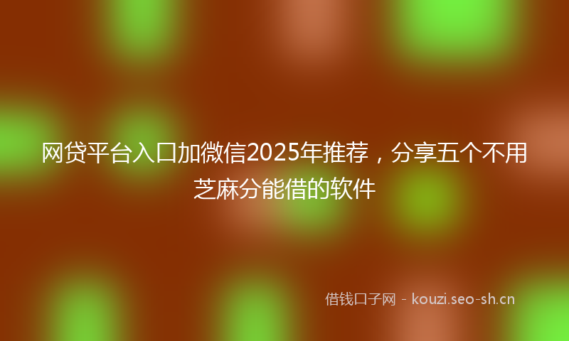 网贷平台入口加微信2025年推荐，分享五个不用芝麻分能借的软件