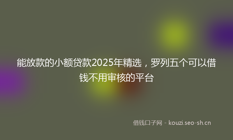 能放款的小额贷款2025年精选，罗列五个可以借钱不用审核的平台