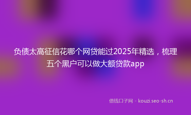 负债太高征信花哪个网贷能过2025年精选，梳理五个黑户可以做大额贷款app