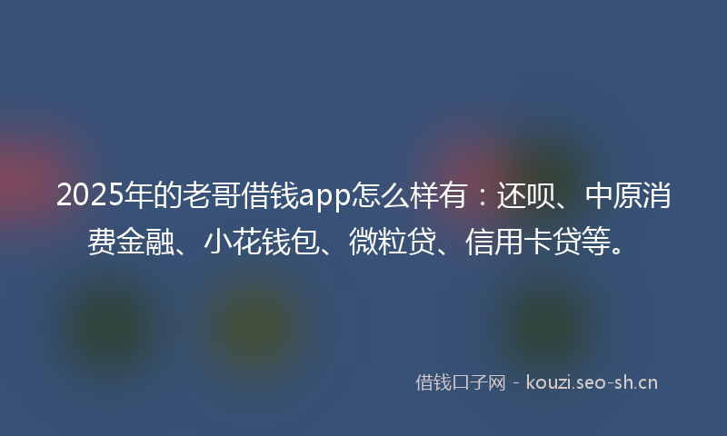 2025年的老哥借钱app怎么样有：还呗、中原消费金融、小花钱包、微粒贷、信用卡贷等。