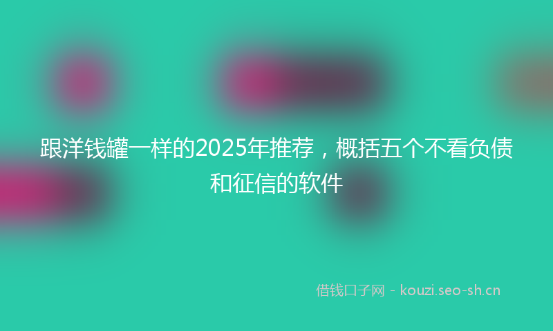 跟洋钱罐一样的2025年推荐，概括五个不看负债和征信的软件