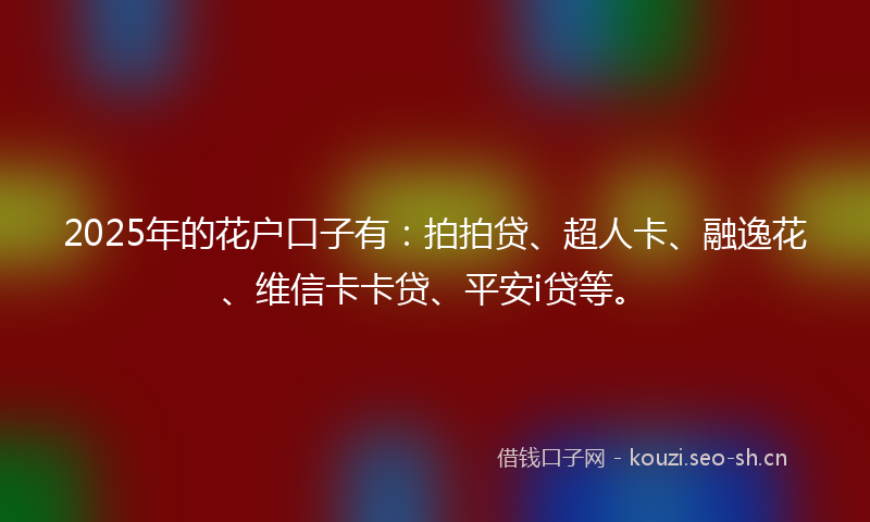 2025年的花户口子有：拍拍贷、超人卡、融逸花、维信卡卡贷、平安i贷等。