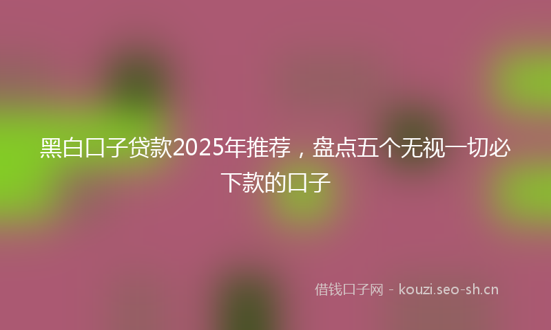 黑白口子贷款2025年推荐，盘点五个无视一切必下款的口子
