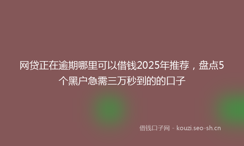 网贷正在逾期哪里可以借钱2025年推荐，盘点5个黑户急需三万秒到的的口子