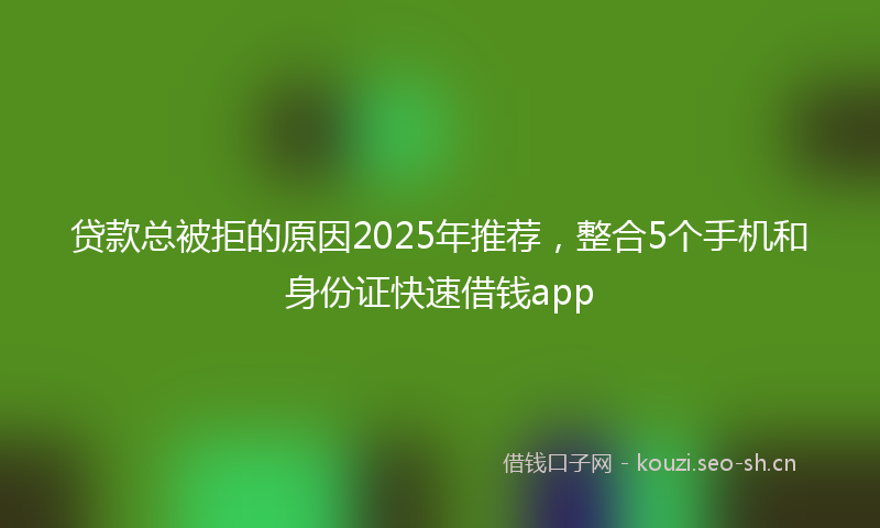 贷款总被拒的原因2025年推荐，整合5个手机和身份证快速借钱app