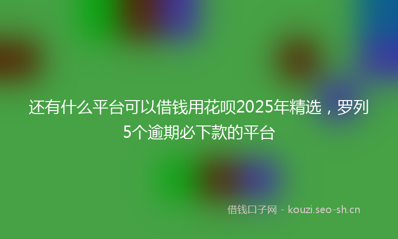 还有什么平台可以借钱用花呗2025年精选，罗列5个逾期必下款的平台
