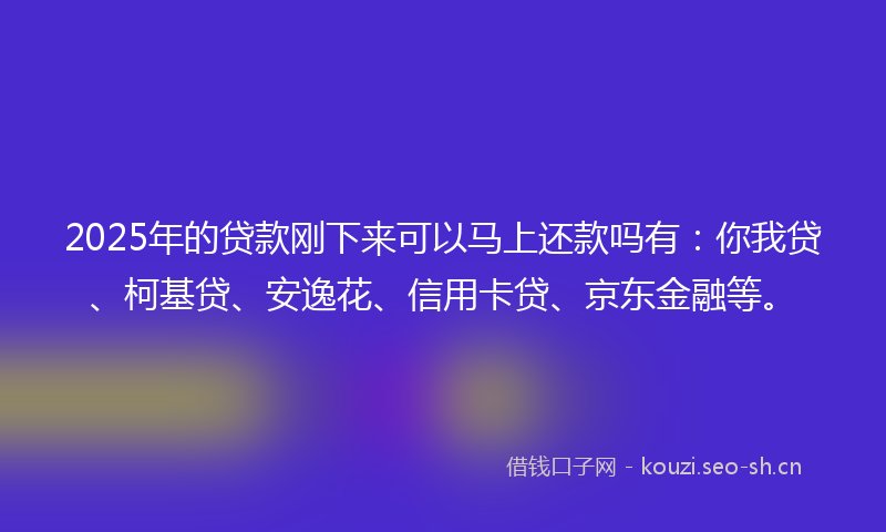 2025年的贷款刚下来可以马上还款吗有：你我贷、柯基贷、安逸花、信用卡贷、京东金融等。