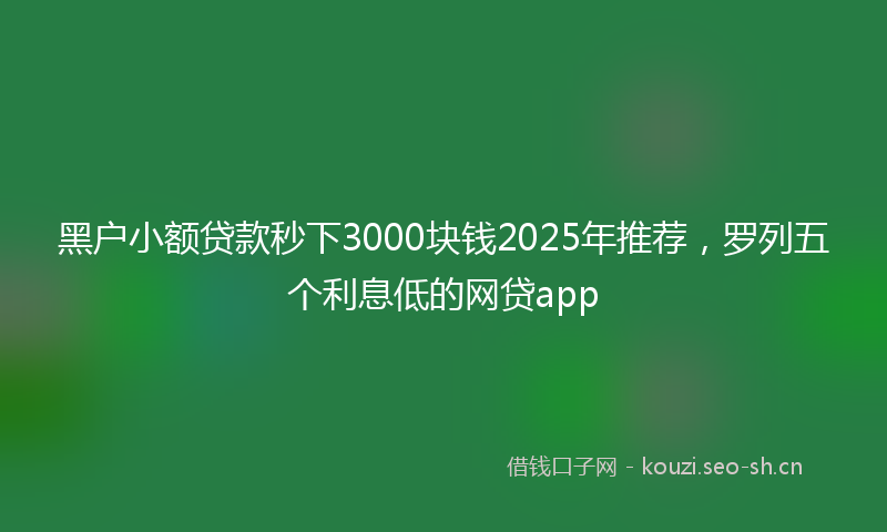 黑户小额贷款秒下3000块钱2025年推荐，罗列五个利息低的网贷app