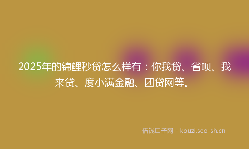 2025年的锦鲤秒贷怎么样有：你我贷、省呗、我来贷、度小满金融、团贷网等。