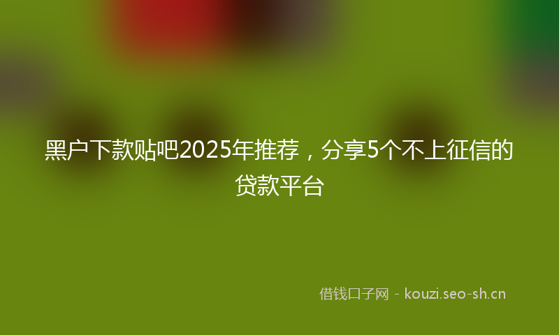 黑户下款贴吧2025年推荐，分享5个不上征信的贷款平台