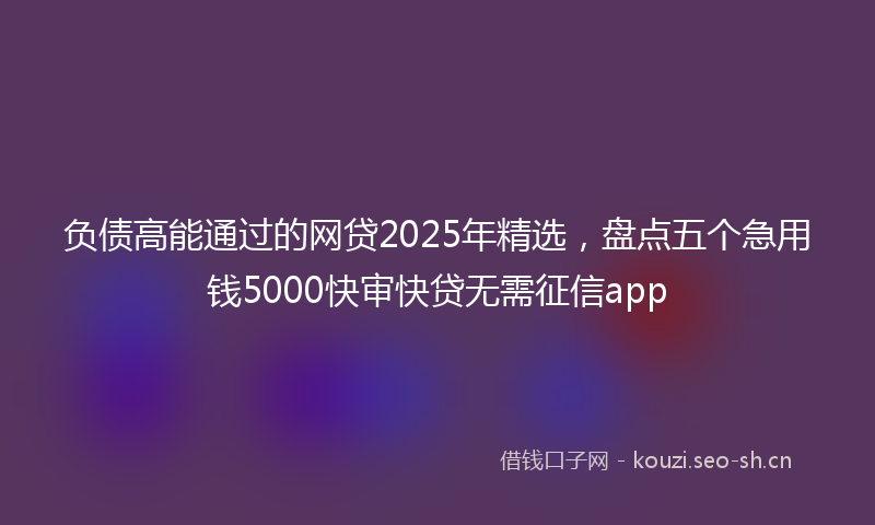 负债高能通过的网贷2025年精选，盘点五个急用钱5000快审快贷无需征信app