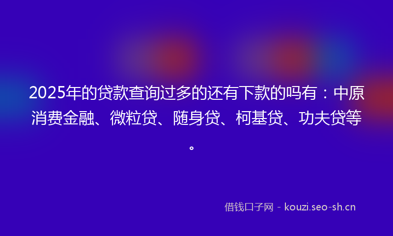 2025年的贷款查询过多的还有下款的吗有：中原消费金融、微粒贷、随身贷、柯基贷、功夫贷等。