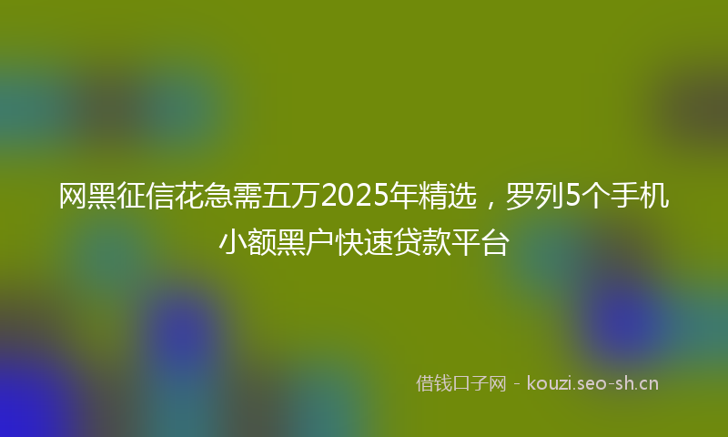 网黑征信花急需五万2025年精选，罗列5个手机小额黑户快速贷款平台