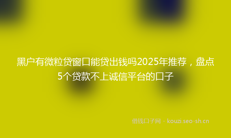 黑户有微粒贷窗口能贷出钱吗2025年推荐，盘点5个贷款不上诚信平台的口子